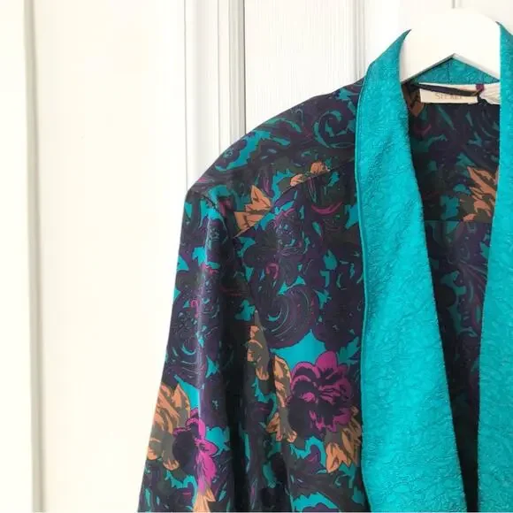 Victoria's Secret Vintage Gold Label Long Robe Tassel Tie Jacquard Trim Medium - Picture 8 of 13